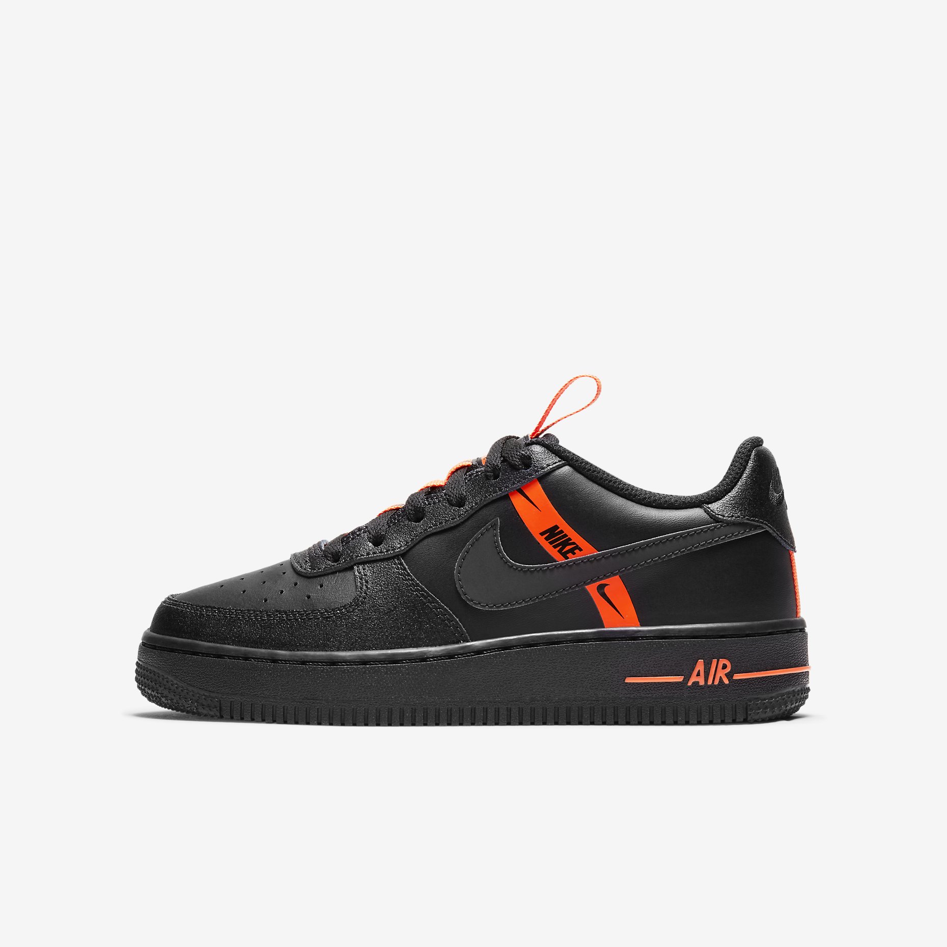 Nike Air Force 1 LV8 Logo Tape 'Black/Total Orange' CT4683-001